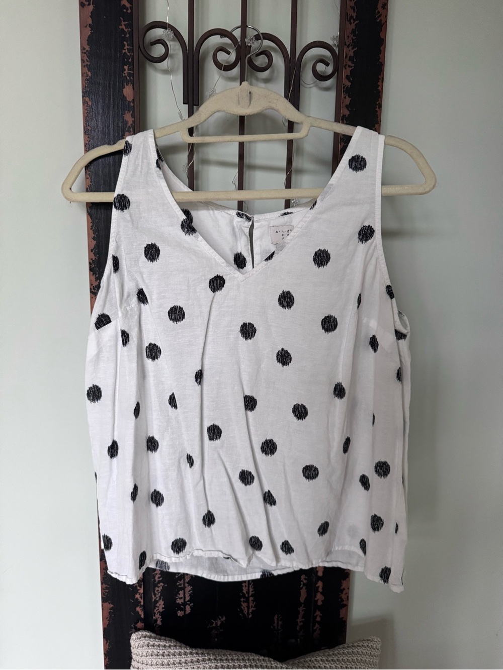 a new day White Sleeveless V-Neck Polka Dot Tank